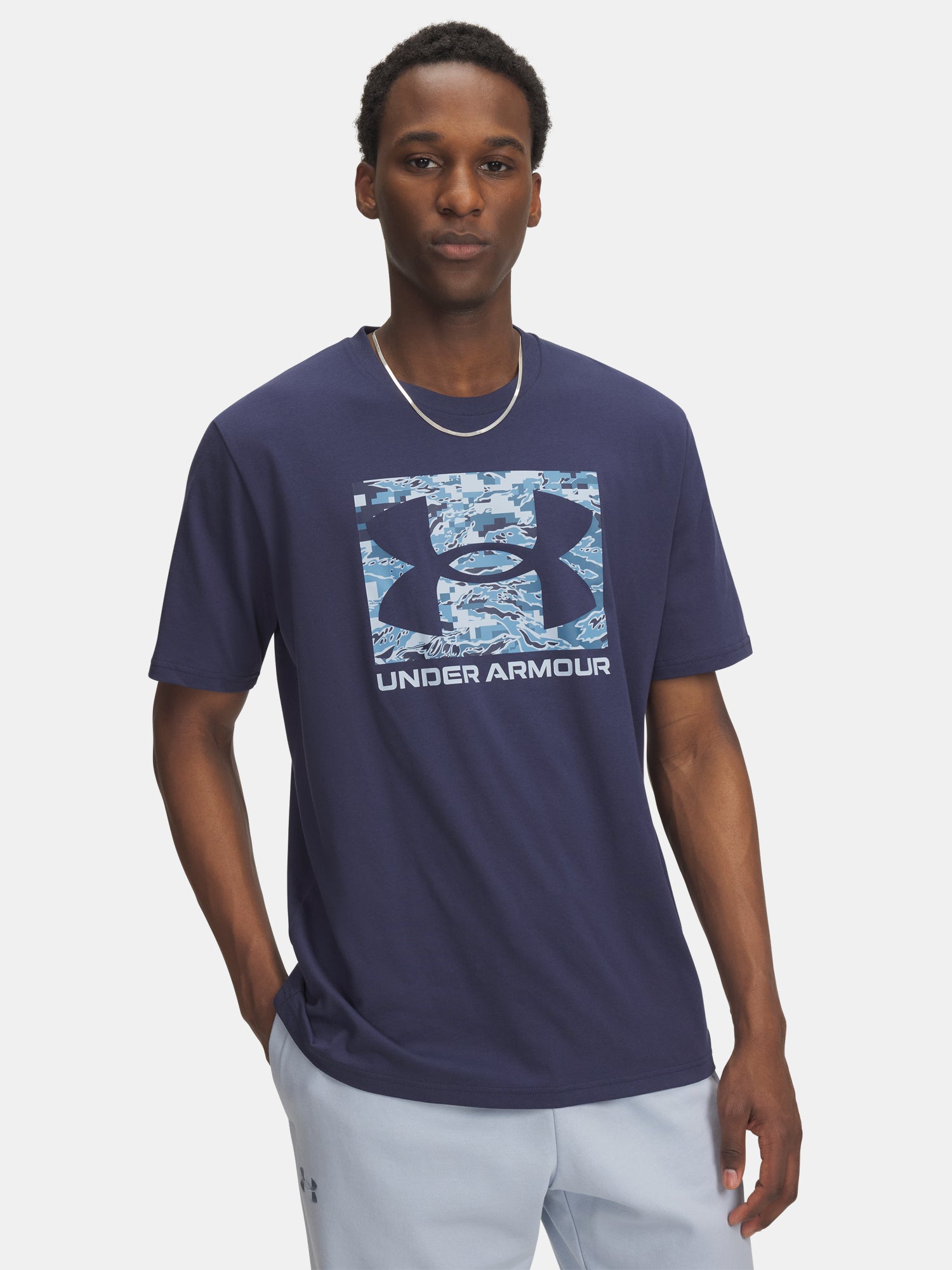 Under Armour Férfi póló UA ABC CAMO BOXED LOGO SS-BLU Póló