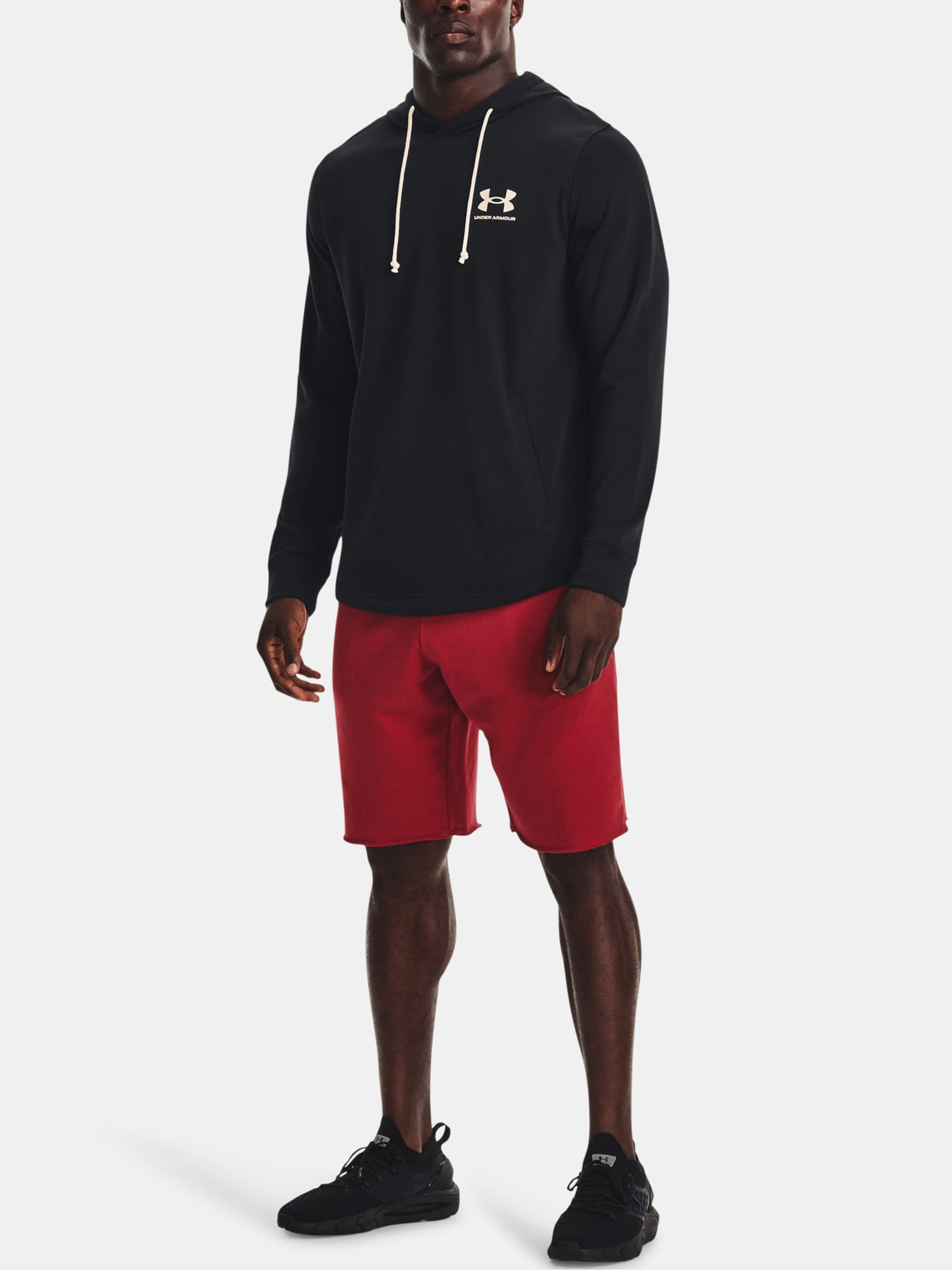 Under Armour Férfi pulóver kapucnival UA RIVAL TERRY LC HD Pulóver fekete