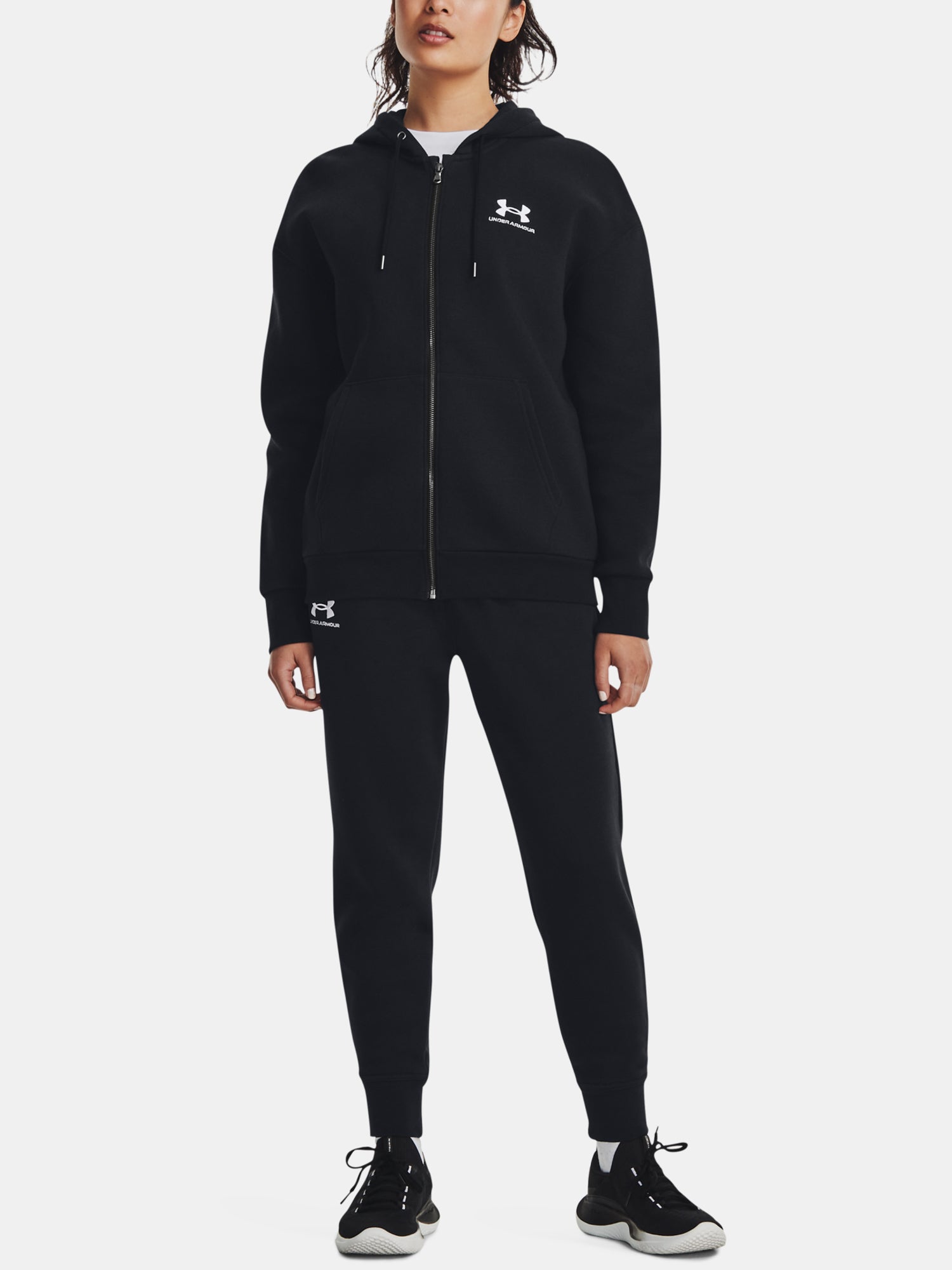 Under Armour Nõi Essential Fleece FZ Kapucnis pulóver  fekete