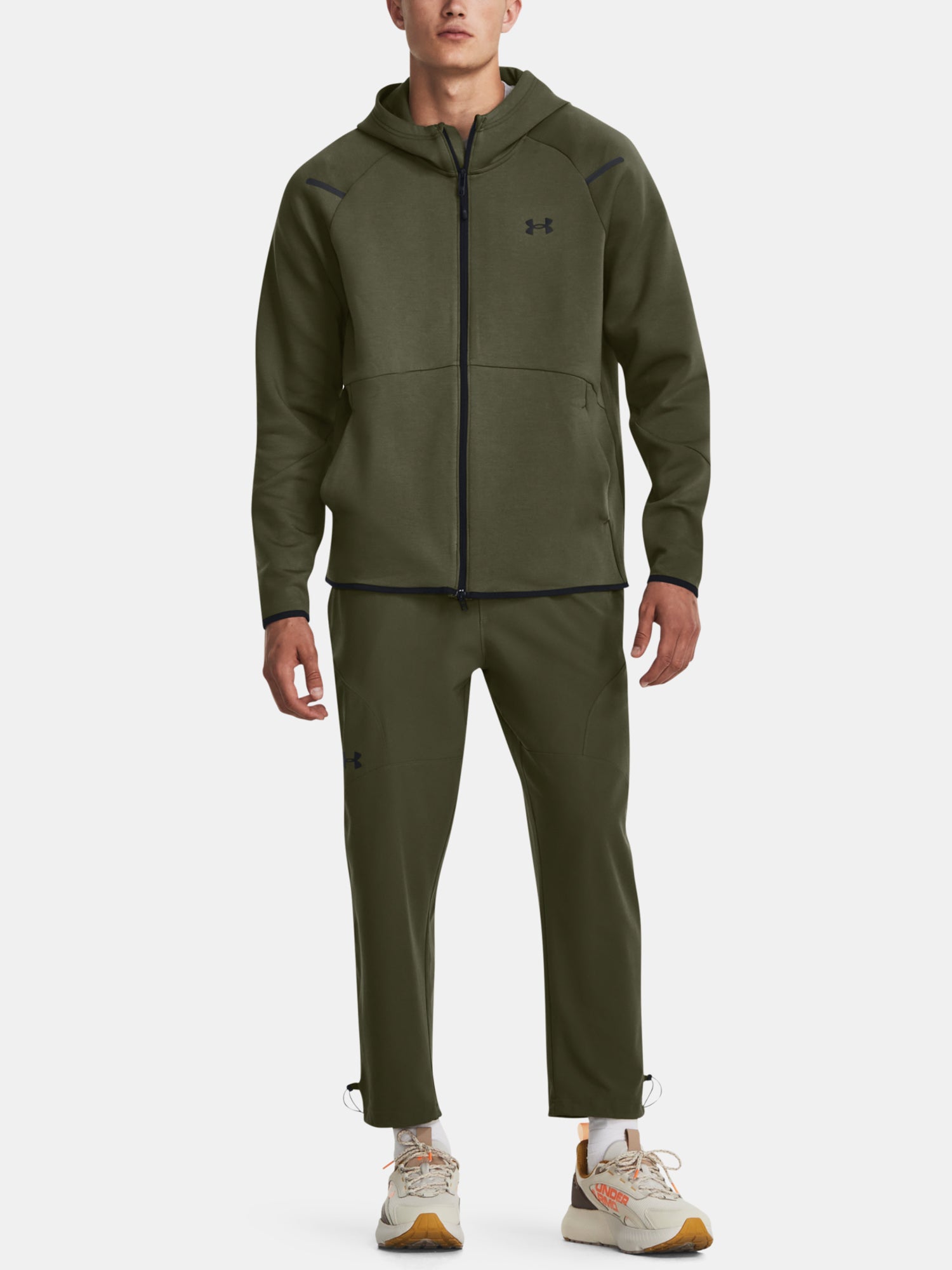 Under Armour Férfi UA Unstoppable Flc FZ Pulóver zöld