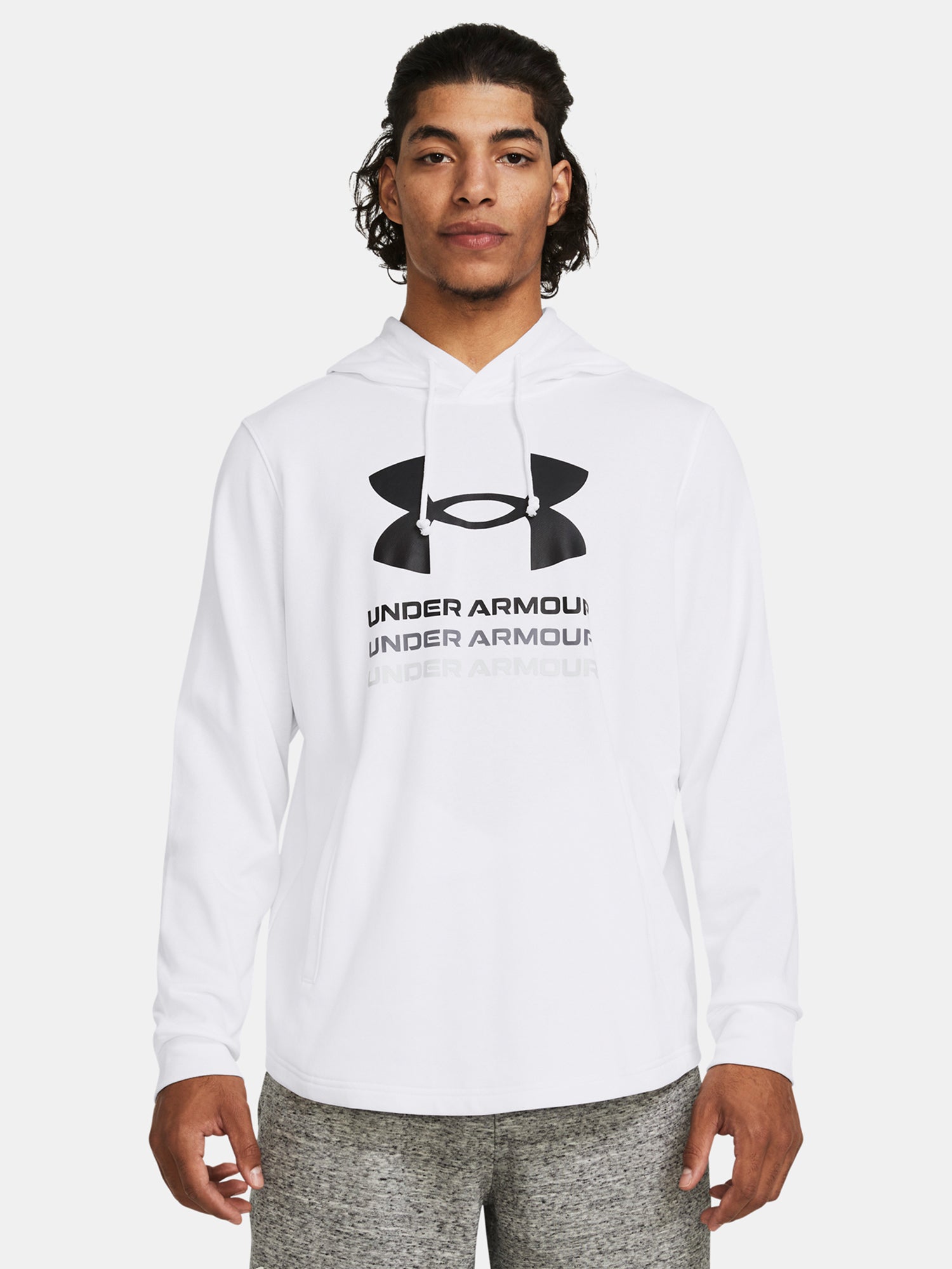 Under Armour Férfi UA Rival Terry Graphic Hood Pulóver fehér