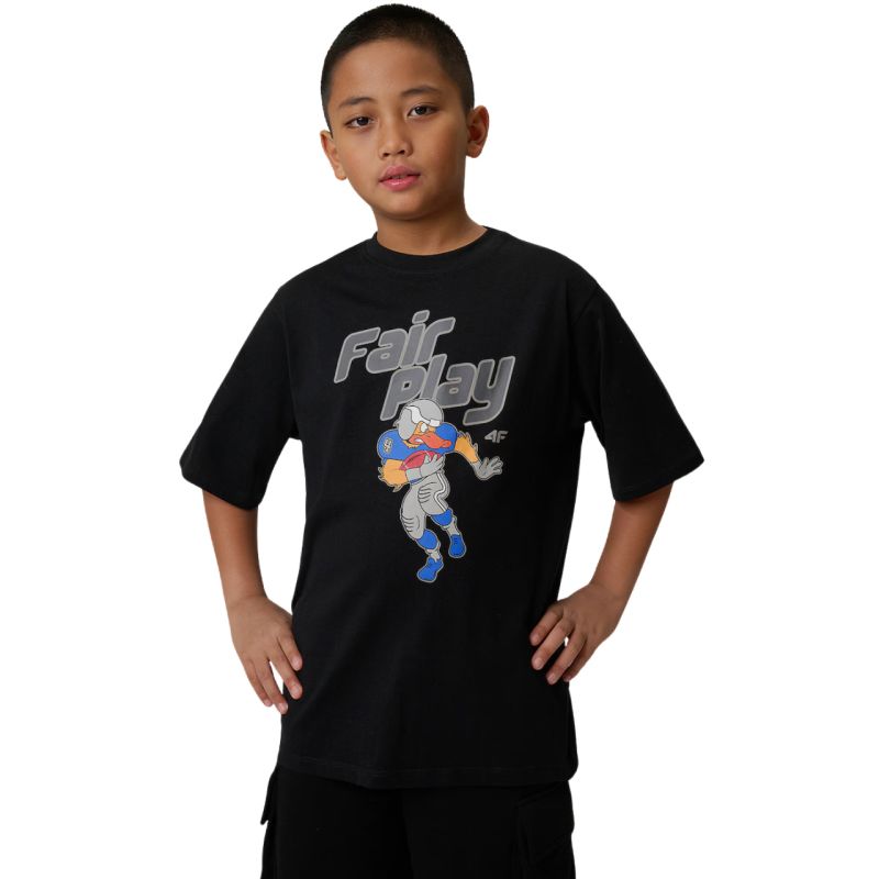 4F Boy's T-shirt M3012 deep 20S fekete gyerek póló