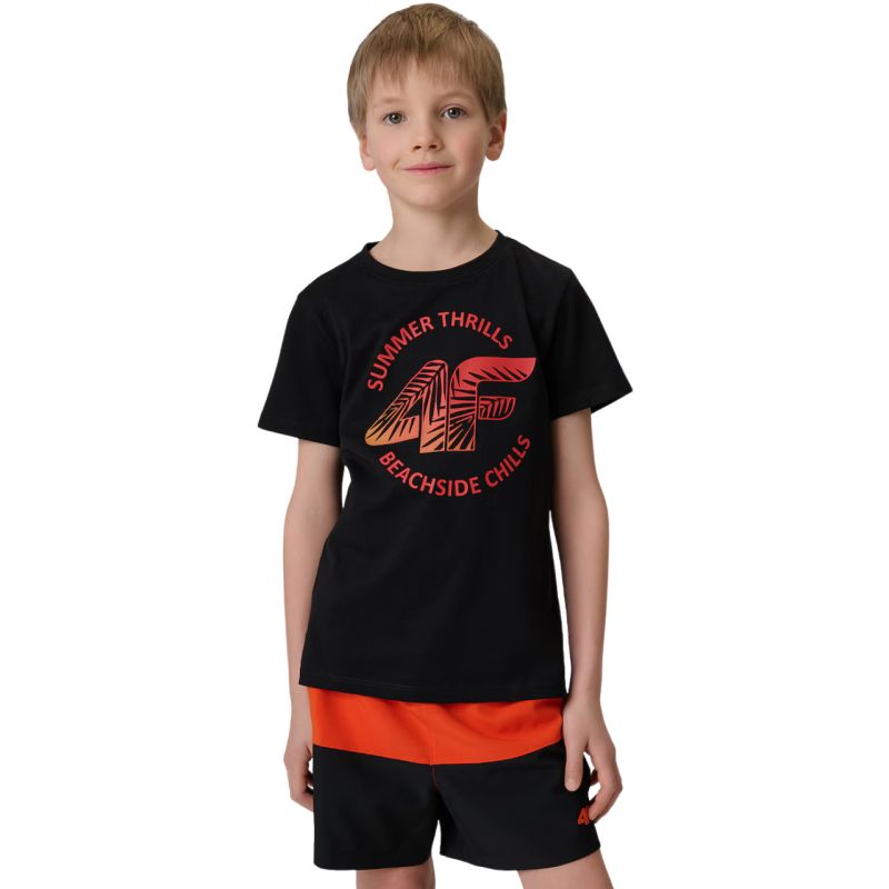4F Boy's T-shirt M3284 deep 20S fekete gyerek póló 4FJWSS26TTSHM328420S