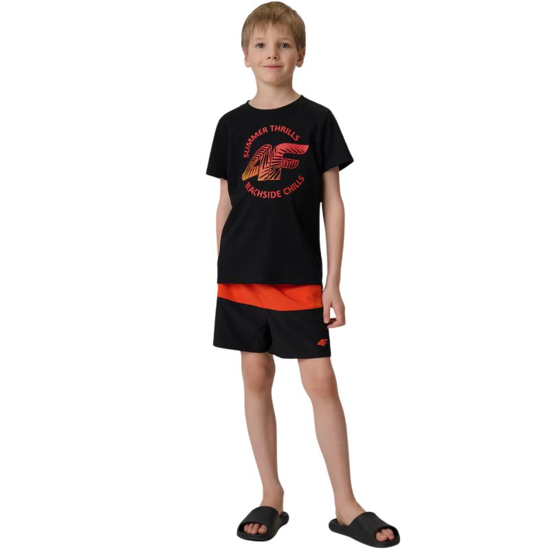 4F Boy's T-shirt M3284 deep 20S fekete gyerek póló 4FJWSS26TTSHM328420S
