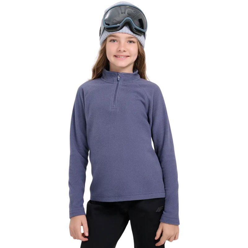 4f Fleece sweatshirt for girls F060 navy blue gyerek 4FJWAW25UFLEF06031S