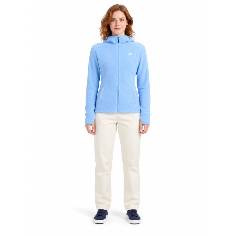 4F fleece with a hood, zip-up, női polár pulóver 4FWAW26TFLEF478-32S