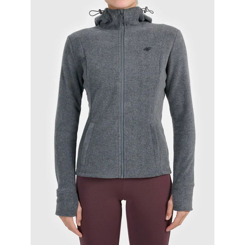 4F fleece with a hood, zip-up, női polár pulóver