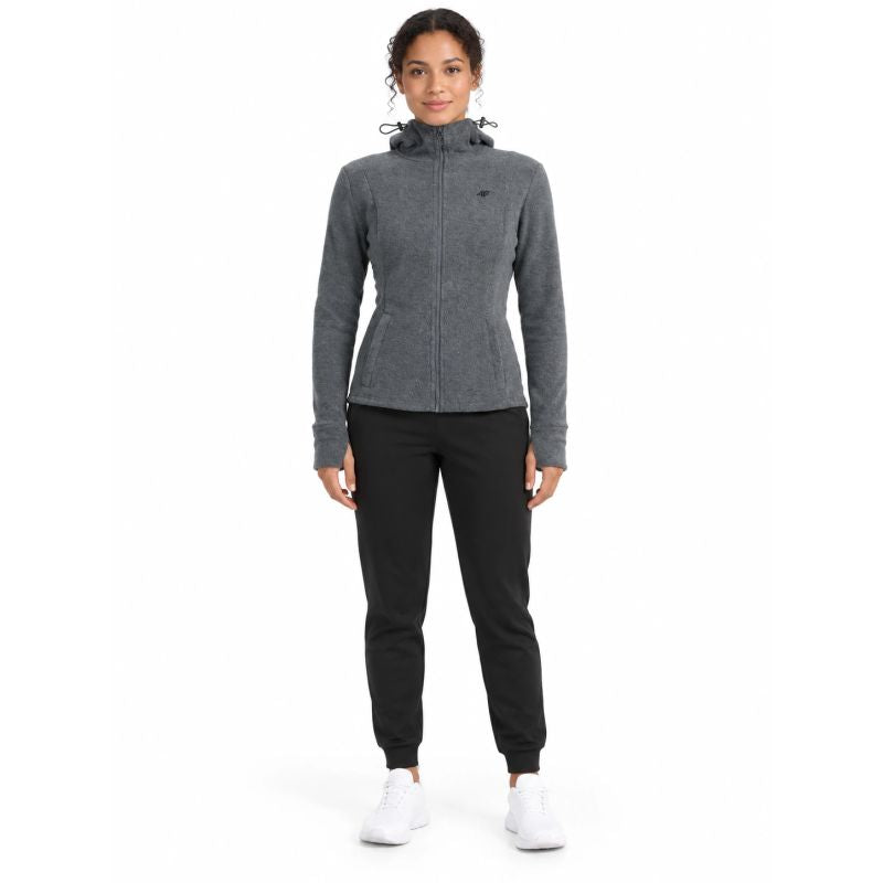 4F fleece with a hood, zip-up, női polár pulóver