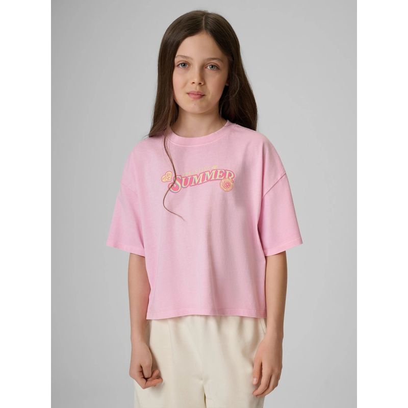 4F Girls' boxy T-shirt with print 158/164 gyerek póló 4FJRAW26TTSHF4324-056S