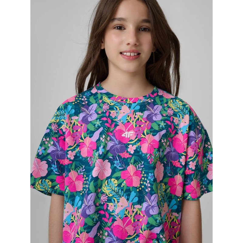 4F Girls' boxy T-shirt with print gyerek póló, 158/164 4FJRAW26TTSHF4243-90A