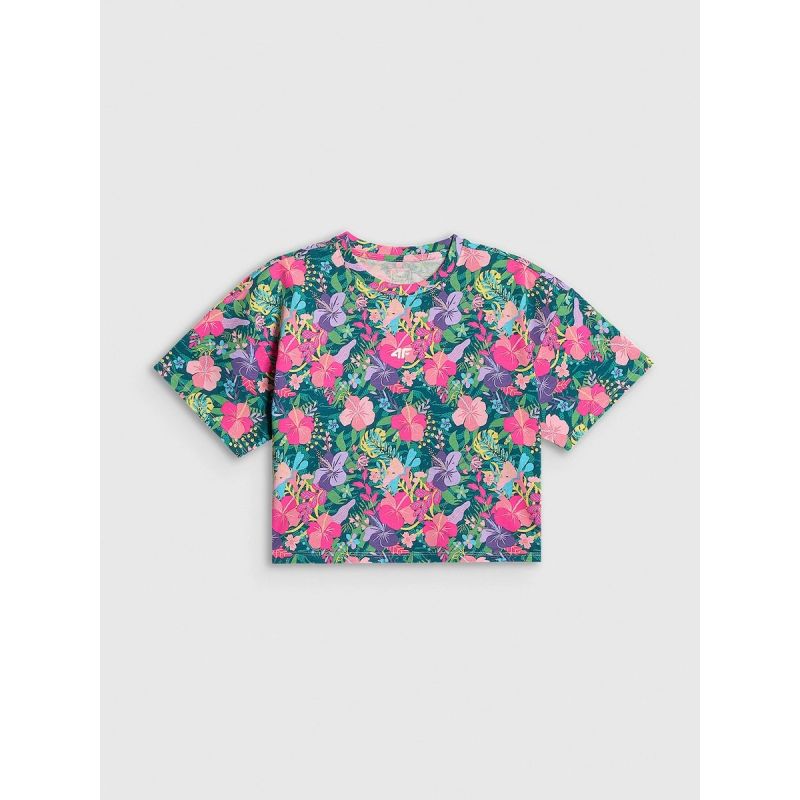 4F Girls' boxy T-shirt with print gyerek póló, 158/164 4FJRAW26TTSHF4243-90A