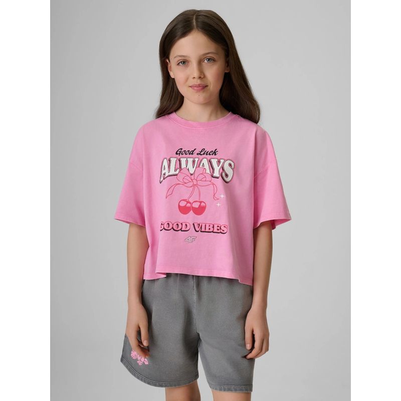 4F Girls' boxy T-shirt with print gyerek póló, 158/164