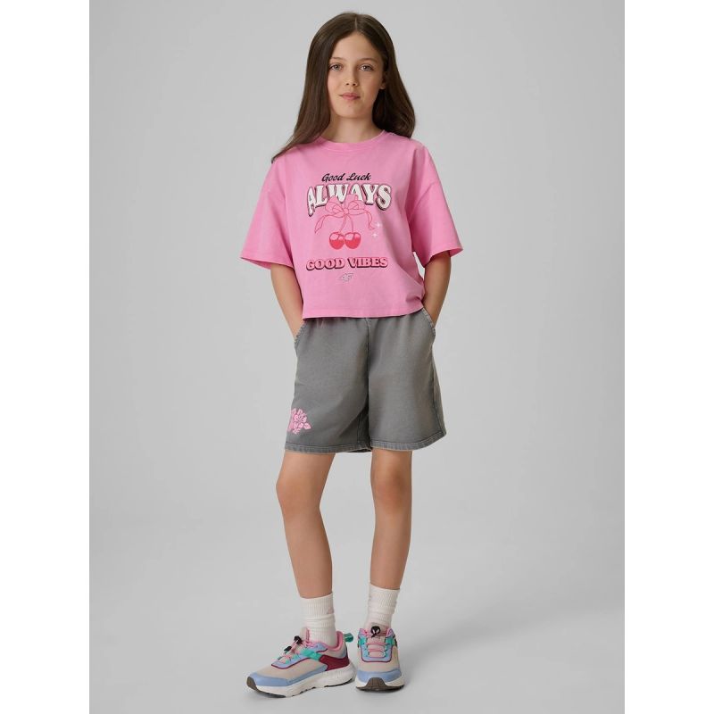 4F Girls' boxy T-shirt with print gyerek póló, 158/164