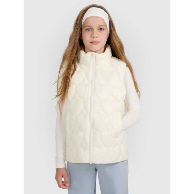 Girls' down vest with synthetic filling 4F gyerek mellény 4FJRAW25TVJAF323-11S