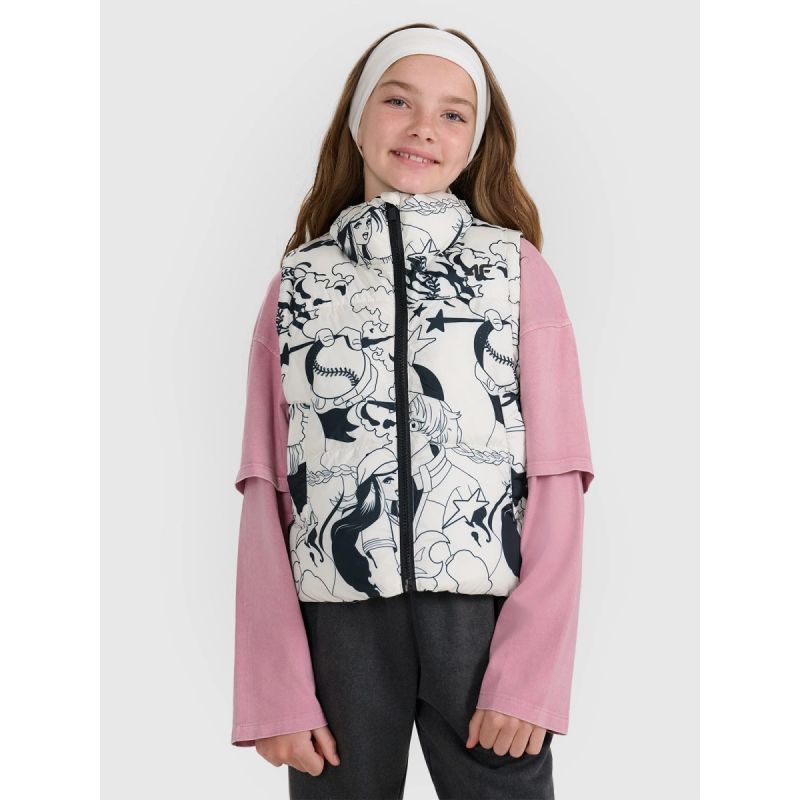Girls' down vest with synthetic filling 4F Női mellény 4FJRAW25TVJAF320-11A