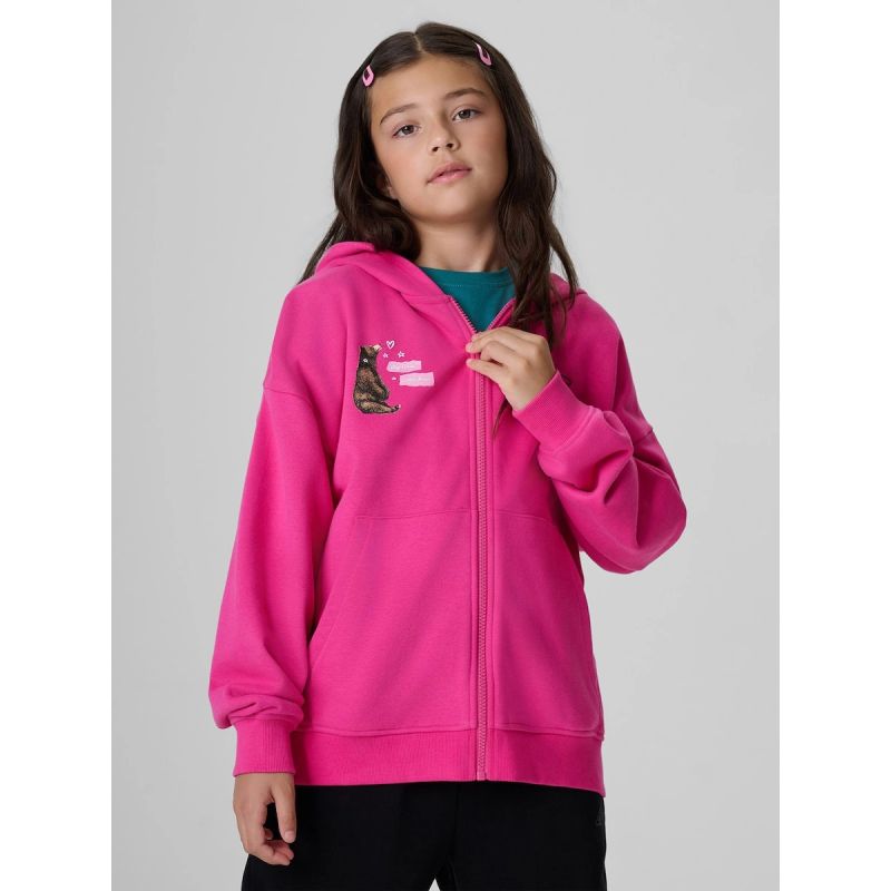 4F Girls' loose sweatshirt with hood gyerek kapucnis pulóver, 158/164 4FJKAW26TSWSF3137-54S