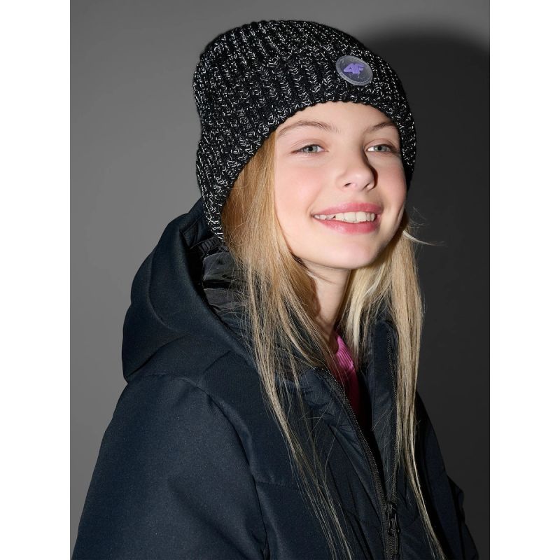 4F Girls' Reflective Beanie gyerek téli sapka, egy méret