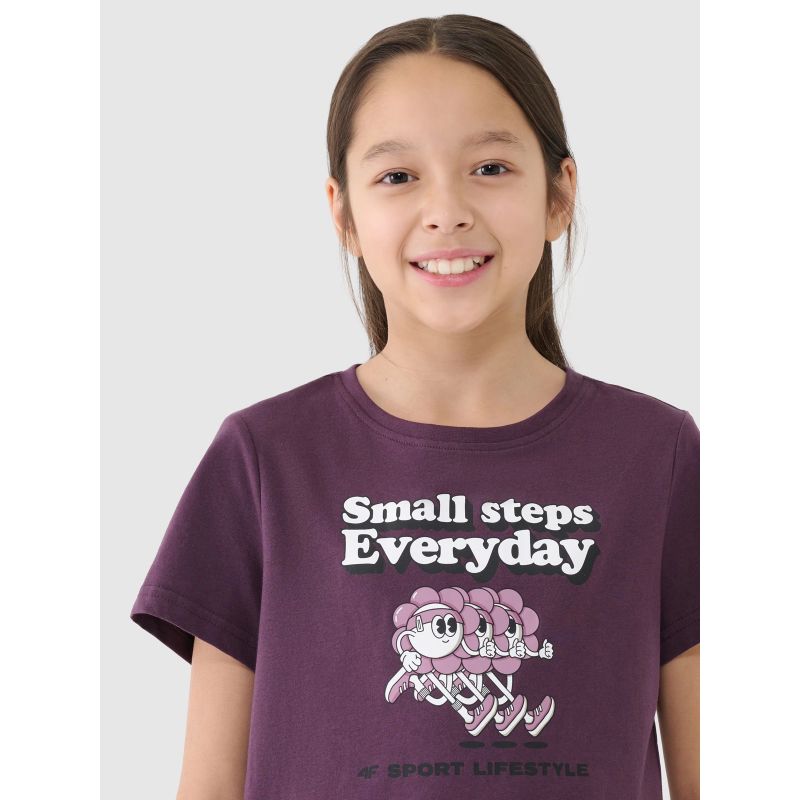 4F Girls' regular-fit printed T-shirt gyerek póló 4FJRSS25TTSHF2585-50S