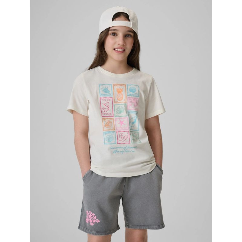 4F Girls' regular printed T-shirt gyerek póló 4FJRAW26TTSHF4325-11S
