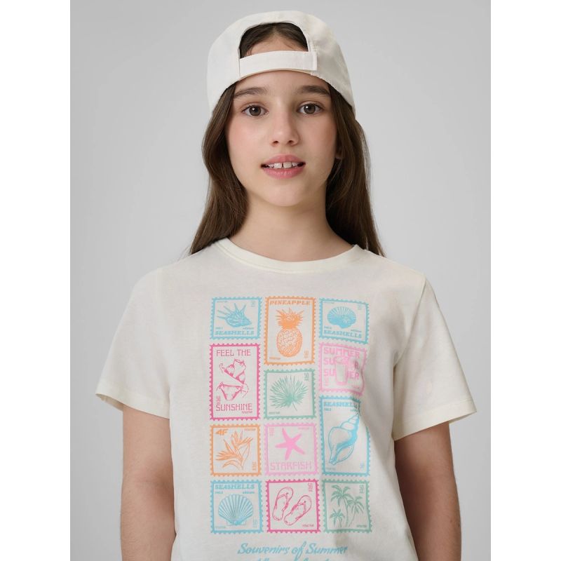 4F Girls' regular printed T-shirt gyerek póló 4FJRAW26TTSHF4325-11S