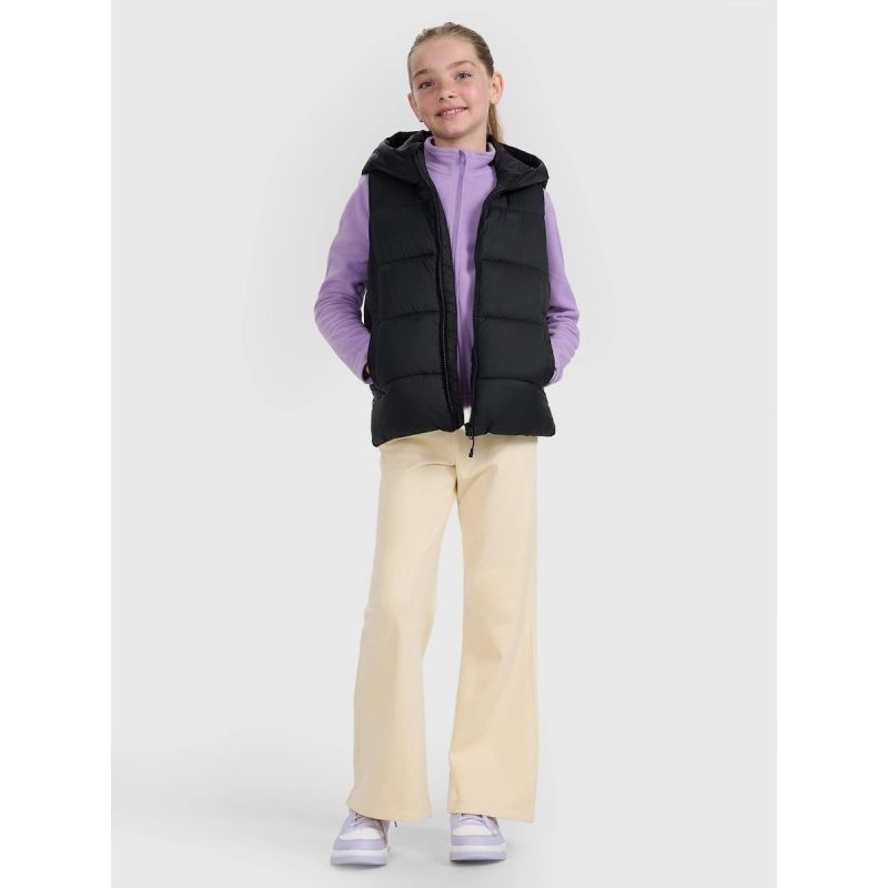 4F Girls’ Slim-Fit Fleece with Stand-Up Collar gyerek dzseki
