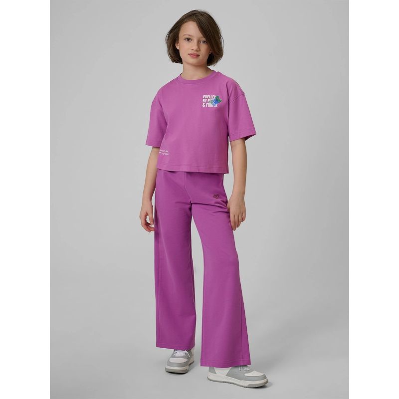 Loose T-shirt with a girl's print 4F 4FJRSS26TTSHF3827-51S 158/164 gyerek póló
