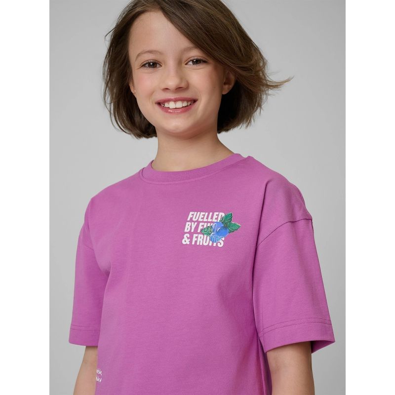 Loose T-shirt with a girl's print 4F 4FJRSS26TTSHF3827-51S 158/164 gyerek póló