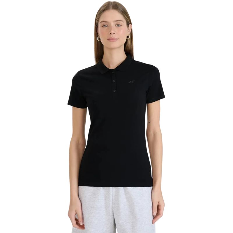 4F shirt F0768 deep 20S fekete női galléros póló 4FWMM00TPTSF076820S