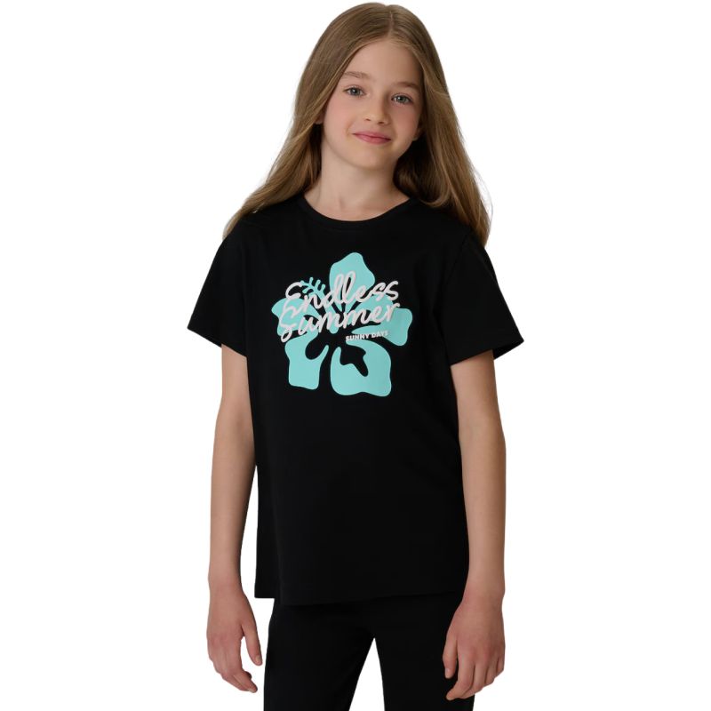 4F T-shirt for girls F2938 deep 20S fekete gyerek póló 4FJWSS26TTSHF293820S