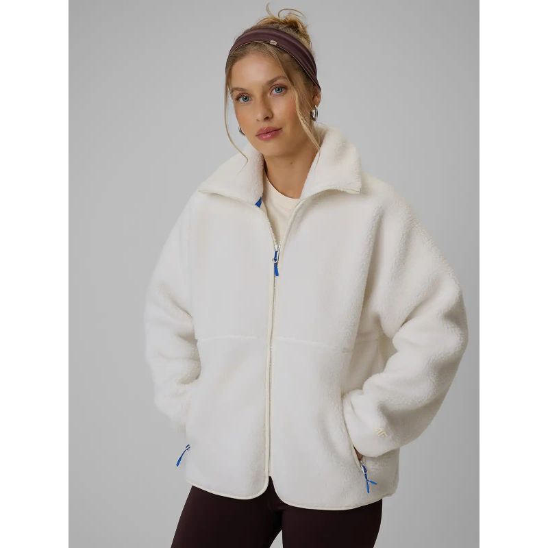 4F Women's loose sherpa fleece with stand-up collar női polár pulóver 4FWAW26TFLEF463-11S