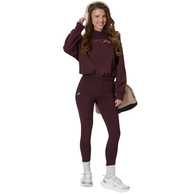 4F Women's sweatshirt F2175 dark 80S barna női kapucnis pulóver 4FWSS26TSWSF217580S