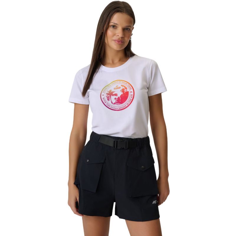 4F Women's T-shirt F2718 white 10S fehér női póló 4FWSS26TTSHF271810S