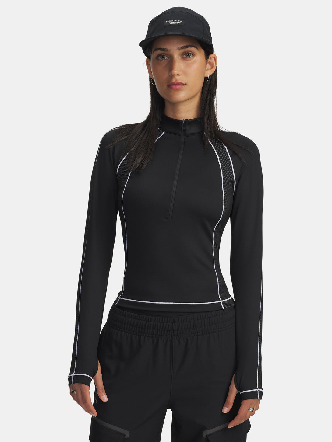 Under Armour Nõi póló UA ColdGear Textured 1/2 Zip-BLK Hosszú ujjú póló