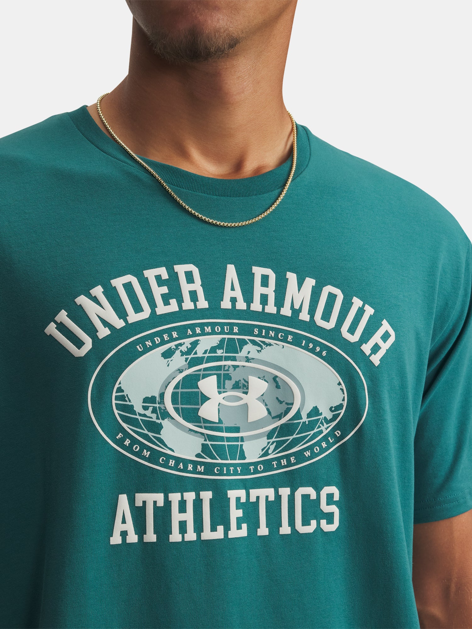 Férfi póló Under Armour UA M 60/40S ARMOR GLOBE SS-GRN