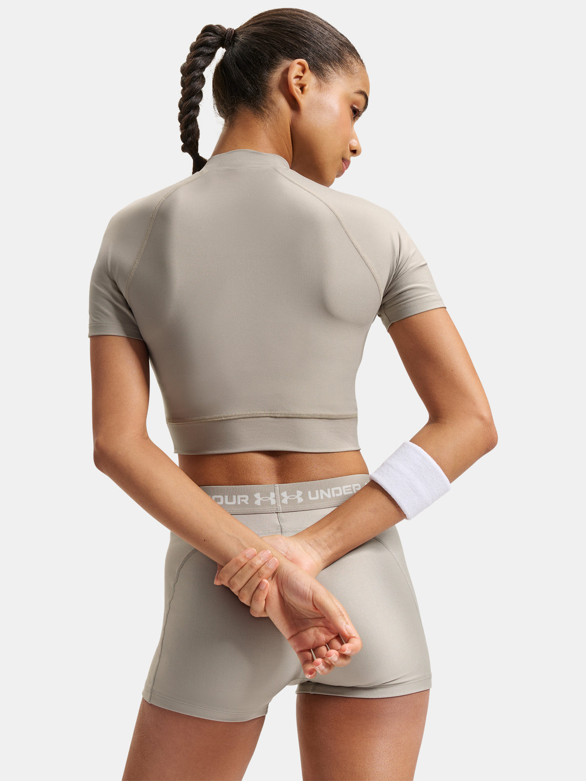 Nõi póló Under Armour HeatGear Crop Mock SS-BRN