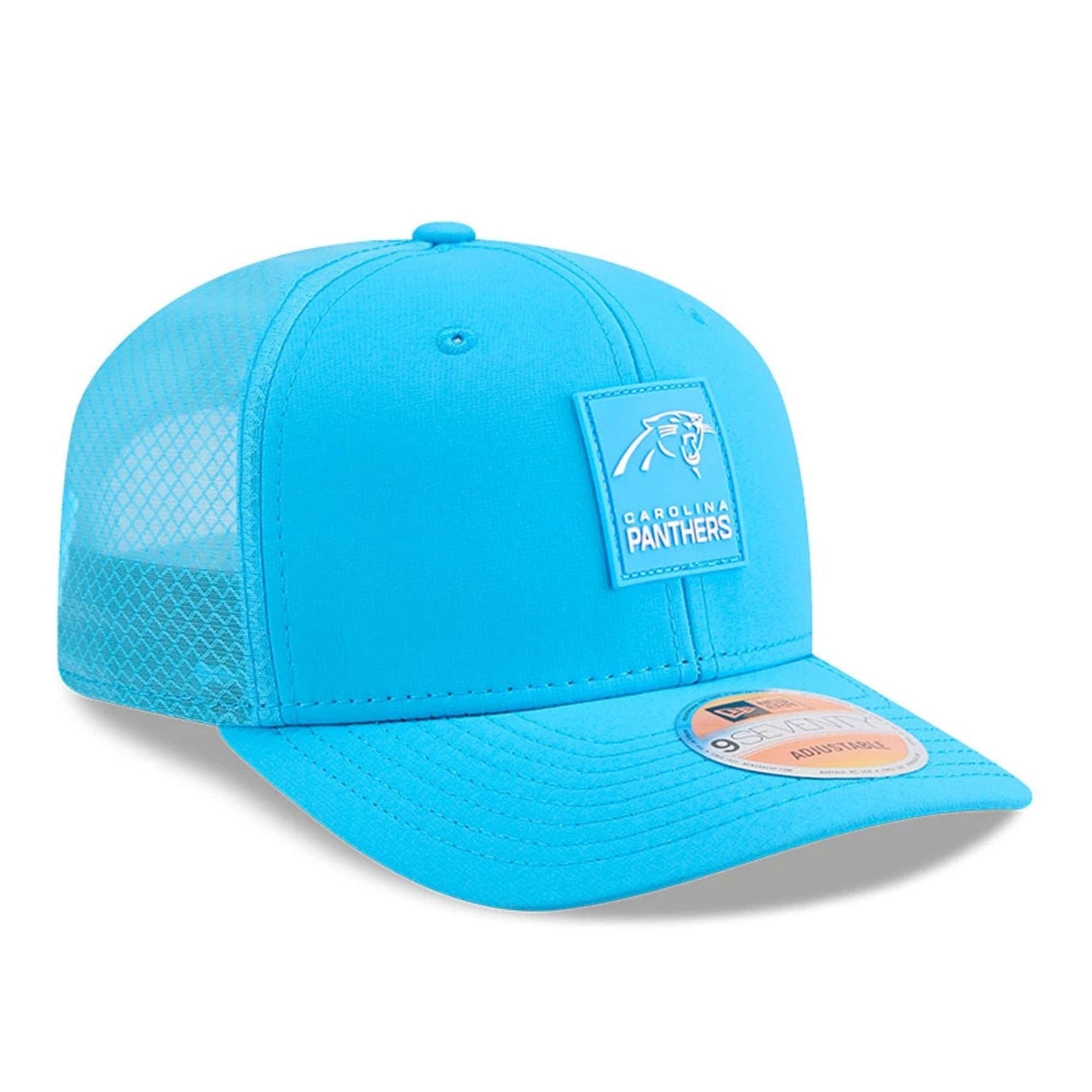 Carolina Panthers NFL Sideline 2025 Blue 9SEVENTY Trucker Stretch Snap Adjustable Cap - baseball sapka