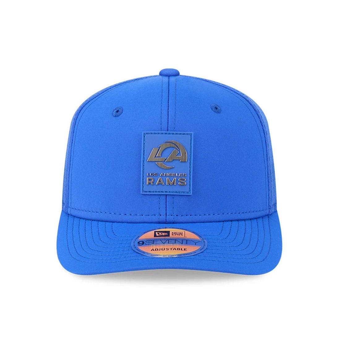 LA Rams NFL Sideline 2025 Bright Blue 9SEVENTY Trucker Stretch Snap Adjustable Cap - baseball sapka