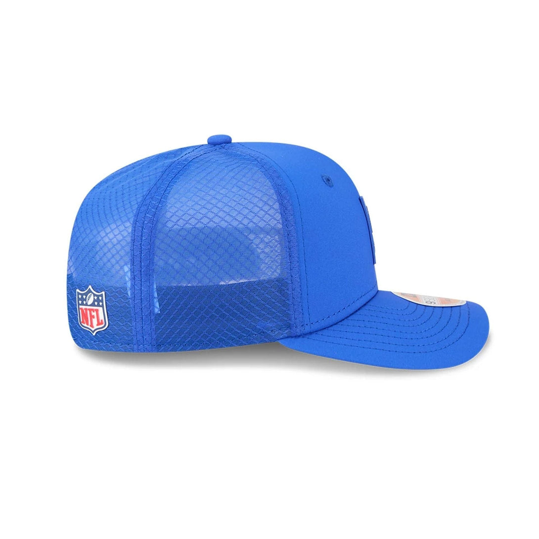 LA Rams NFL Sideline 2025 Bright Blue 9SEVENTY Trucker Stretch Snap Adjustable Cap - baseball sapka