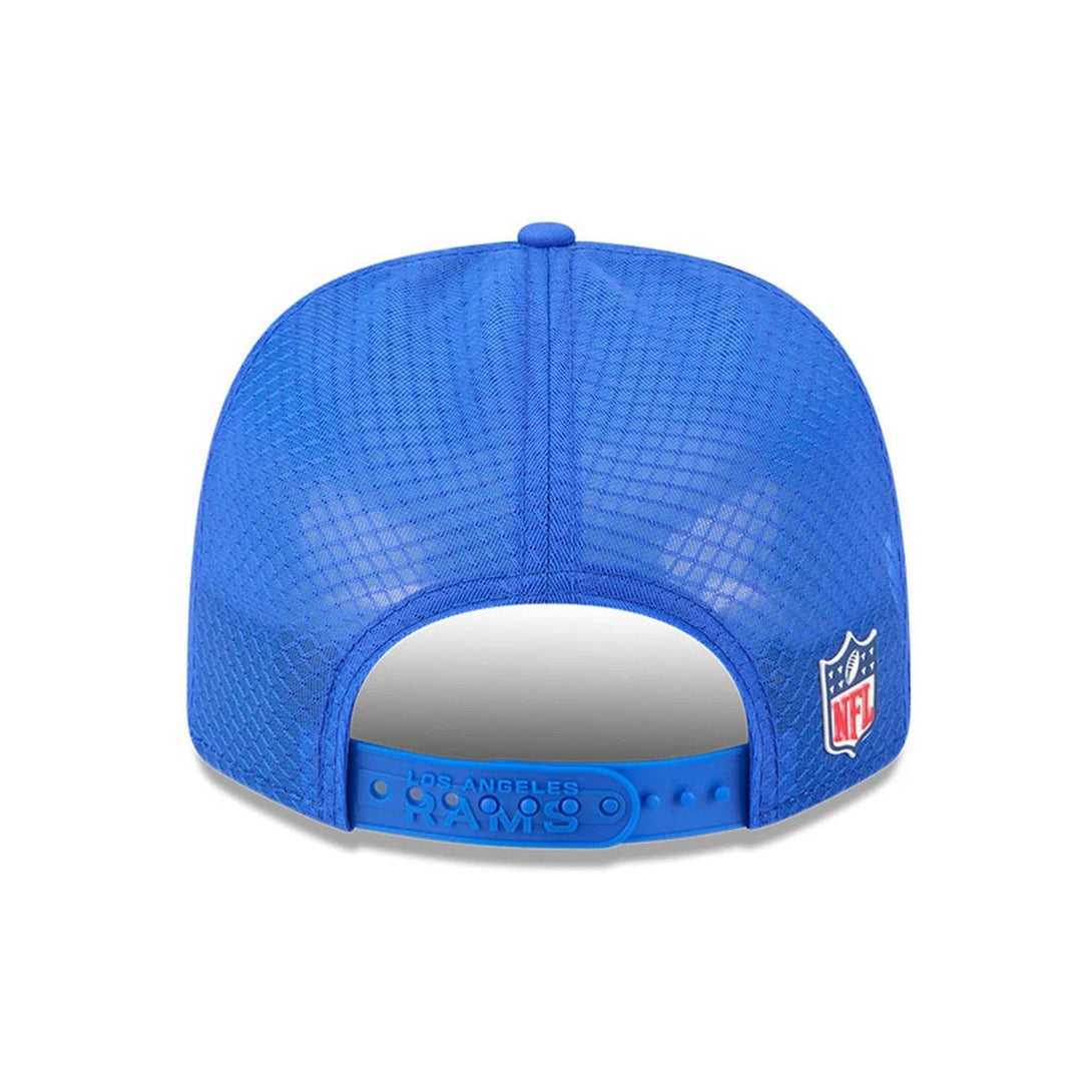 LA Rams NFL Sideline 2025 Bright Blue 9SEVENTY Trucker Stretch Snap Adjustable Cap - baseball sapka