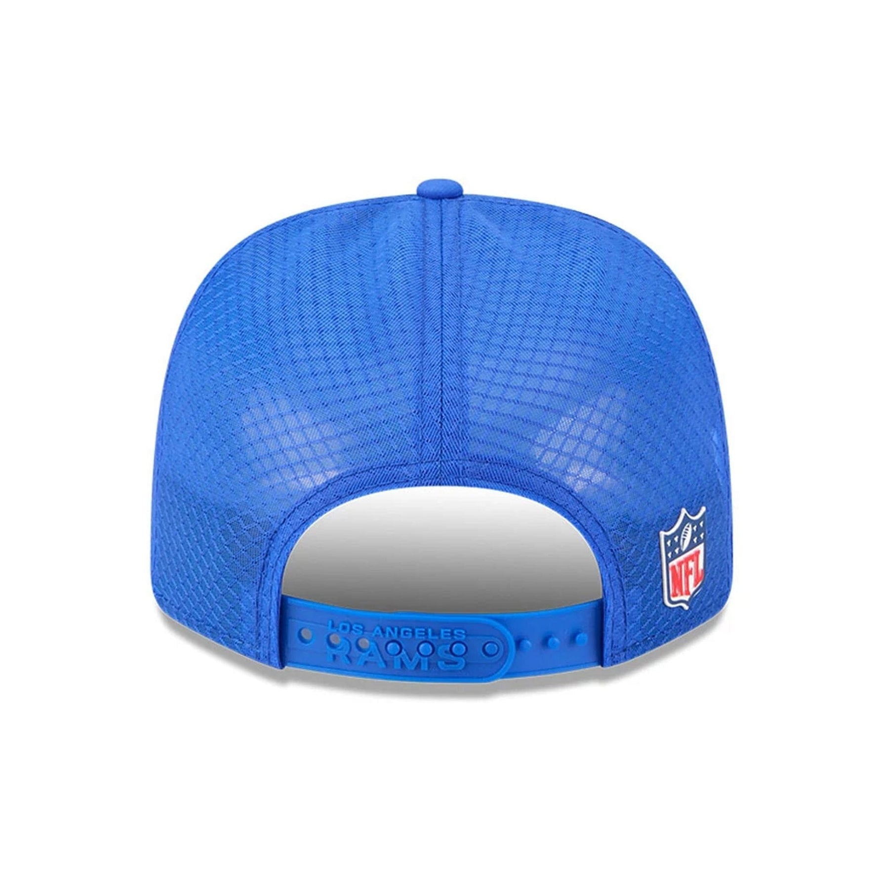 LA Rams NFL Sideline 2025 Bright Blue 9SEVENTY Trucker Stretch Snap Adjustable Cap - baseball sapka