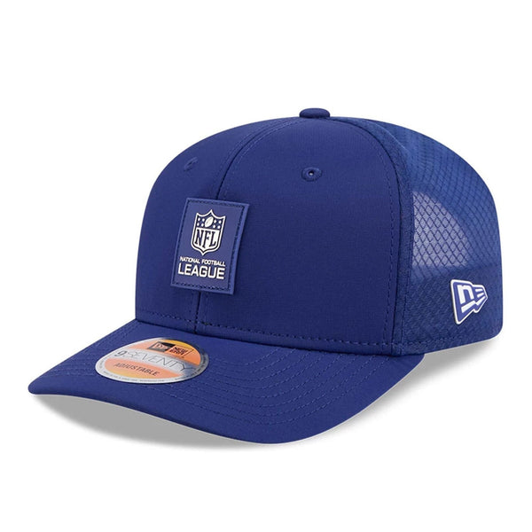 NFL Official Logo NFL Sideline 2025 Blue 9SEVENTY Trucker Stretch Snap Adjustable Cap - baseball sapka
