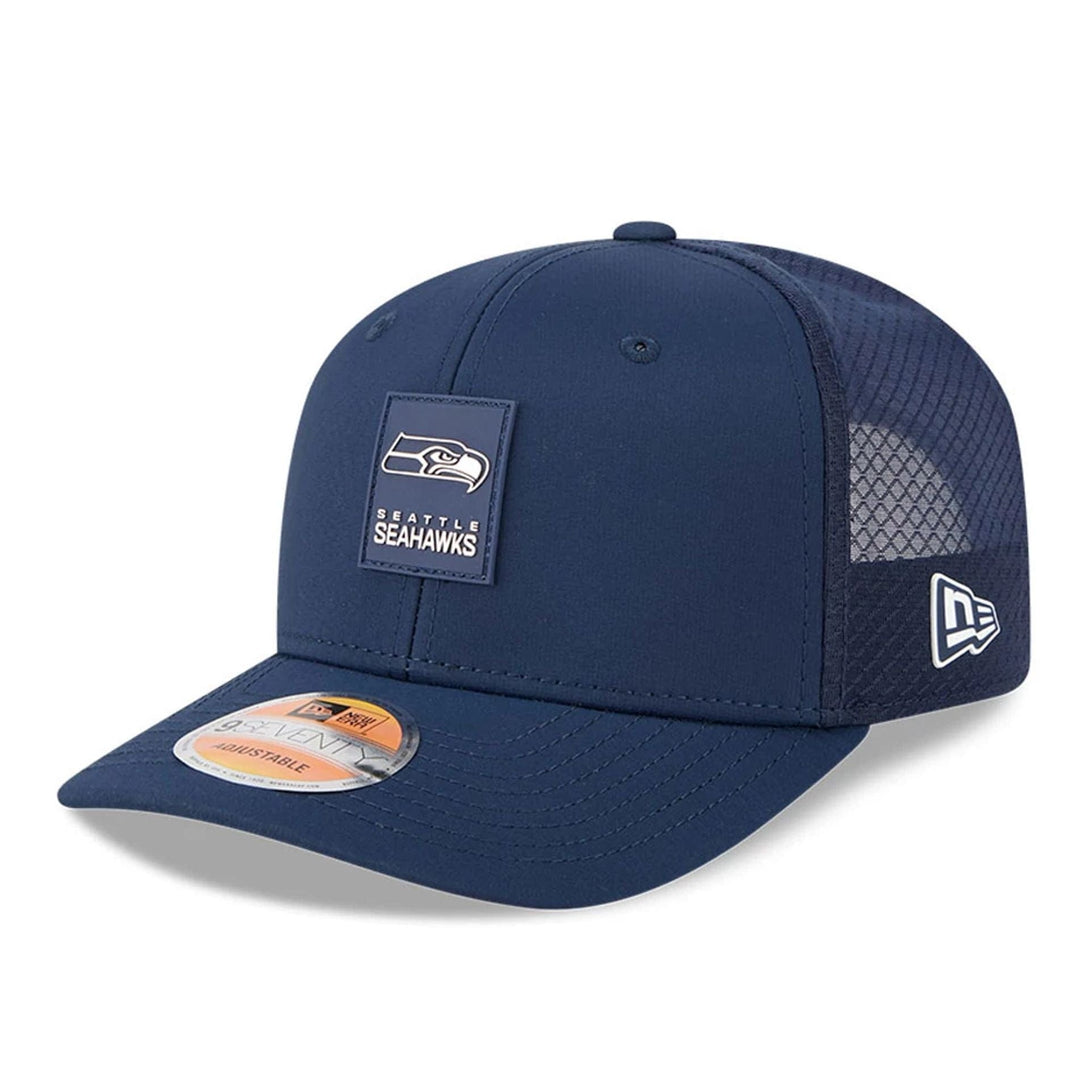 Seattle Seahawks NFL Sideline 2025 Dark Blue 9SEVENTY Trucker Stretch Snap Adjustable Cap - baseball sapka