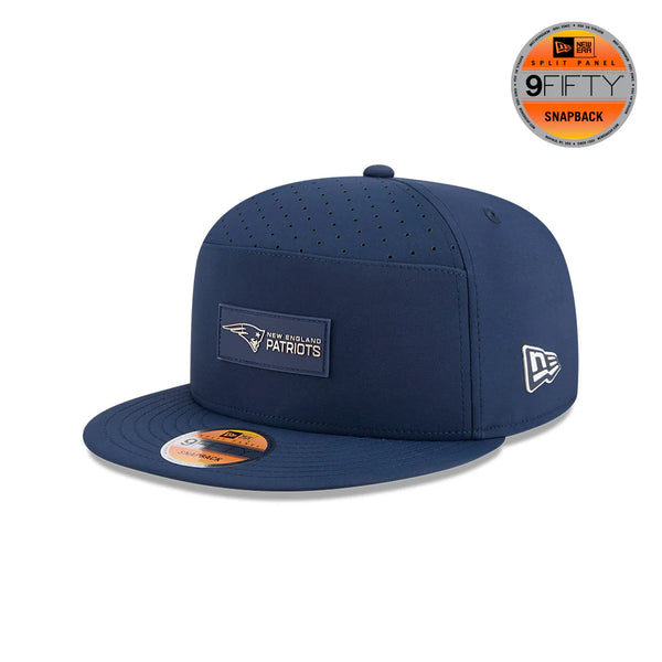 New Era Men's Navy New England Patriots 2025 Sideline Split Panel 9FIFTY Snapback Hat - baseball sapka