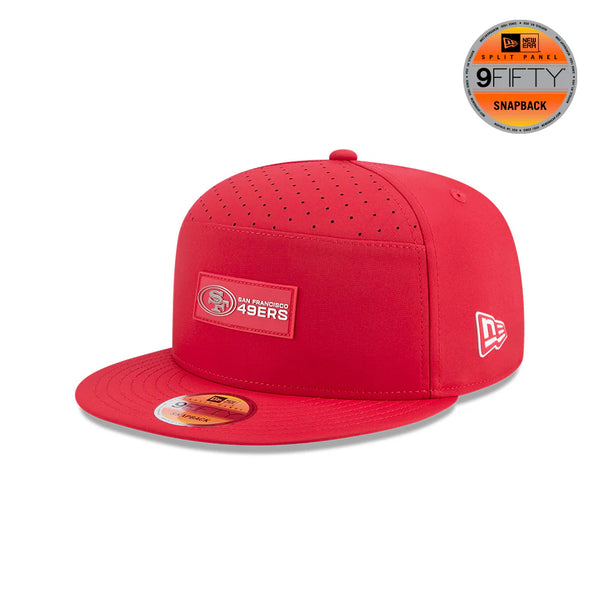 New Era Men's Scarlet San Francisco 49ers 2025 Sideline Split Panel 9FIFTY Snapback Hat - baseball sapka