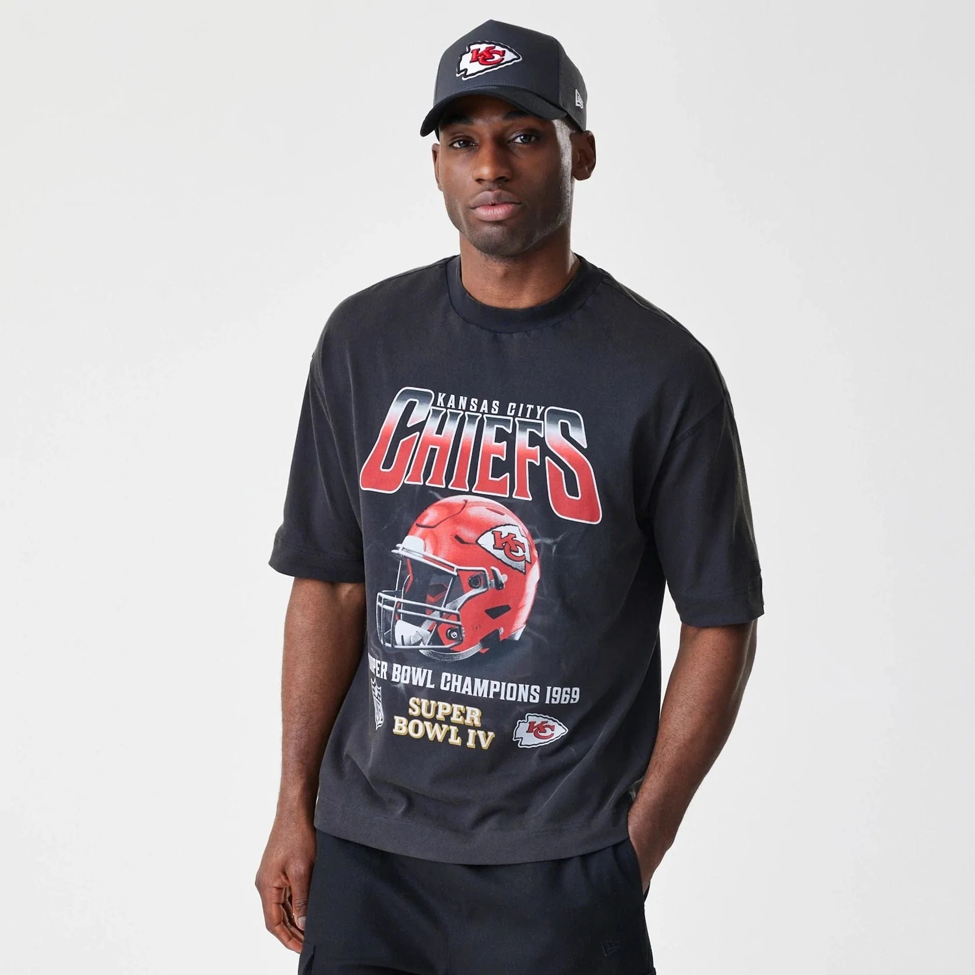 New Era Kansas City Chiefs NFL Washed Boxy Black Oversized póló