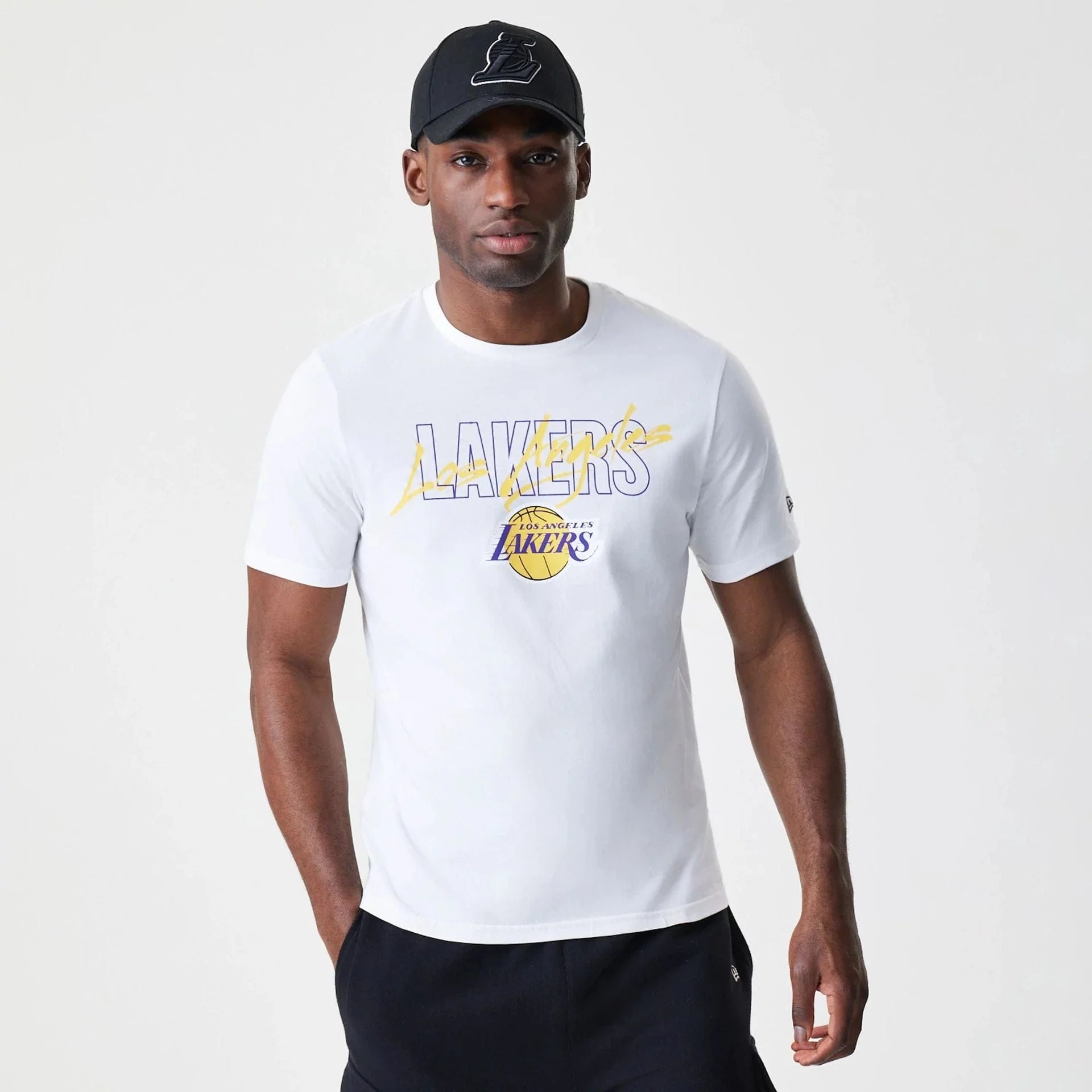New Era LA Lakers NBA Script White póló