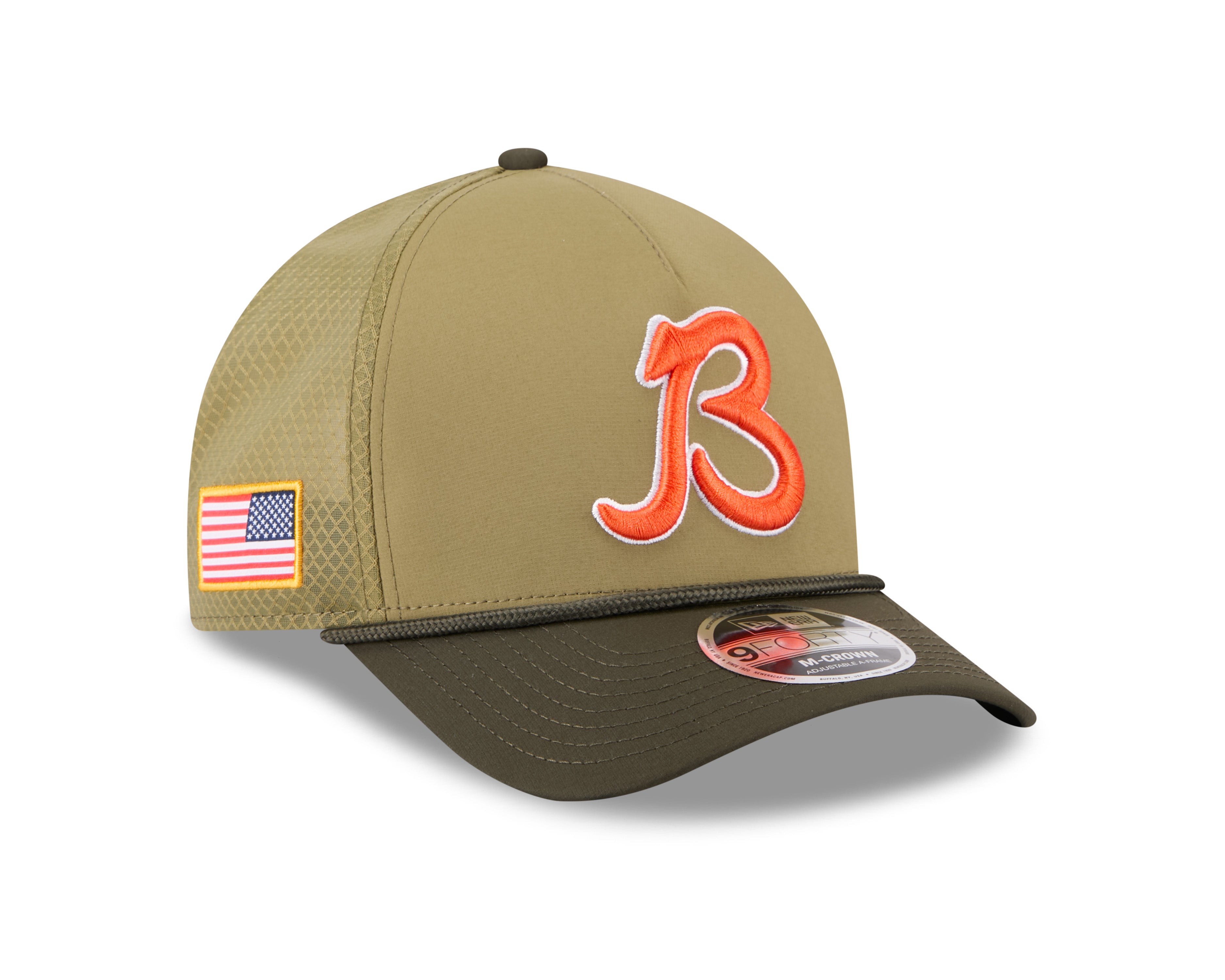 New Era Men's Green Chicago Bears B 2025 Salute to Service 9FORTY A-Frame M-Crown - baseball sapka
