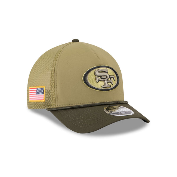 San Francisco 49ers 2025 Salute to Service 9FORTY M-Crown A-Frame Trucker Hat - baseball sapka