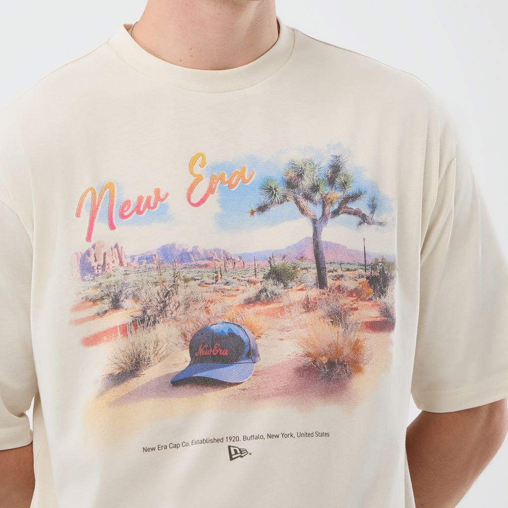 New Era Dessert Graphic Light Beige Oversized póló