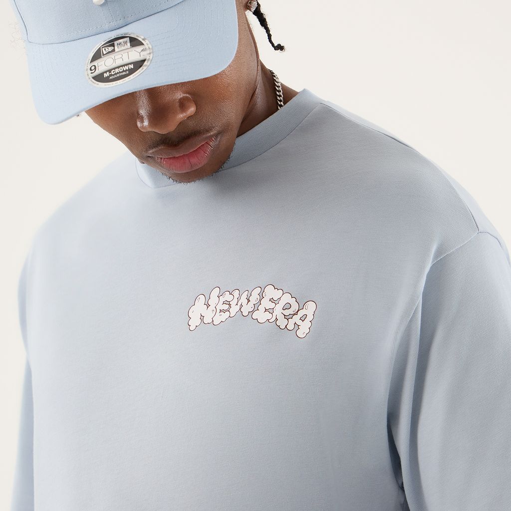 New Era Fun Block Party Graphic Pastel Blue Oversized póló